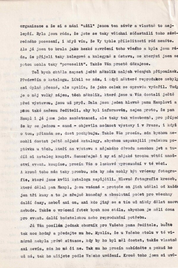 Korespondence P. Bregantové J. Valochovi, 1983, © archiv Nadačního fondu Kmentová Zoubek, 2023  